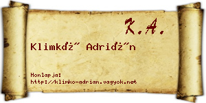 Klimkó Adrián névjegykártya